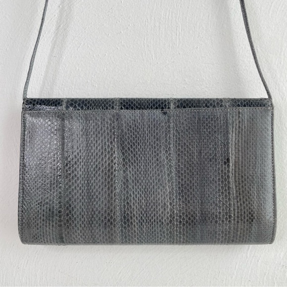 Vintage Minimalist Grey Snakeskin Purse Bag Crossbody Shoulder - Picture 5 of 9
